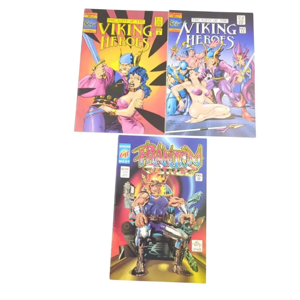 Genesis West Comic Book Lot of 3 Viking Heroes Phantom Force Modern Age